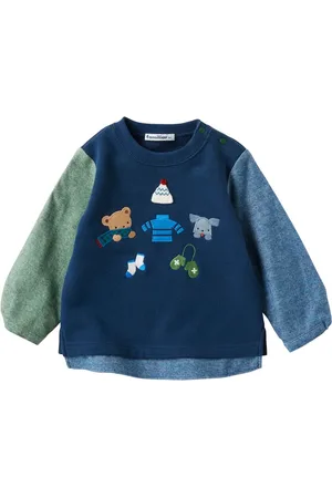 Familiar Embroidered-design cotton sweatshirt