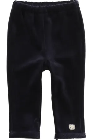 Familiar Bear-detail straight leg trousers