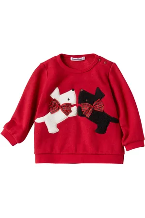 Familiar Panelled dog-appliquéd sweatshirt