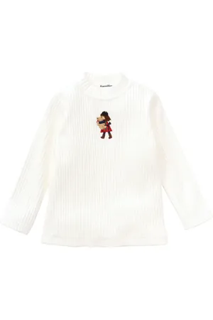 Familiar Bear-embroidered ribbed top