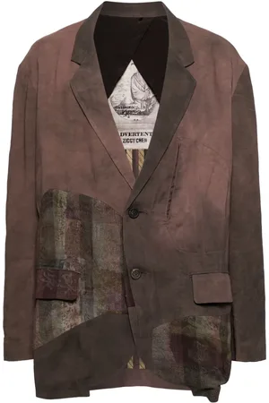 ZIGGY CHEN Asymmetrical-print patchwork blazer