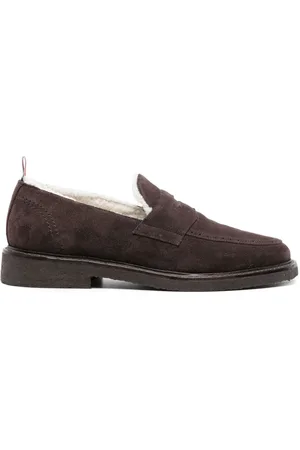 Thom Browne Shearling-lining suede penny loafer