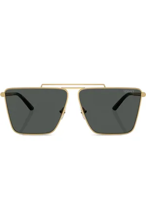 VERSACE Tubular Greca square-frame sunglasses