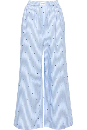 ROTATE Striped straight-leg trousers