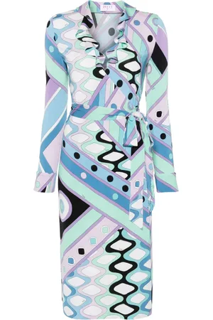 Puccini Geometric wrap midi dress