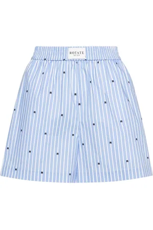 ROTATE Logo-print striped shorts