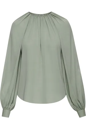 Oscar de la Renta Embellished-collar georgette blouse