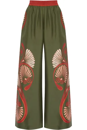 La DoubleJ Kerylos-print silk palazzo trousers