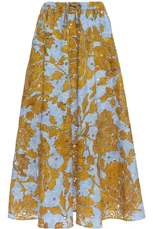La DoubleJ Floral-print cotton midi skirt