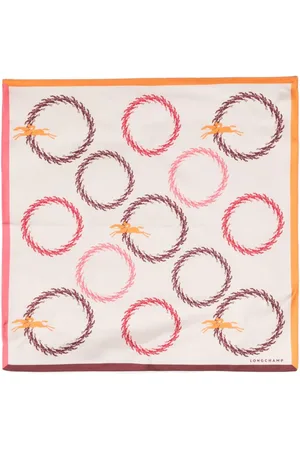 Longchamp Manège 50 logo-print silk scarf