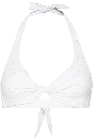 MC2 SAINT BARTH Tristan floral-embroidered bikini top
