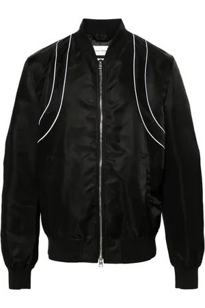 Alexander McQueen Piped-trim zip-up bomber jacket