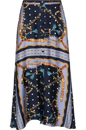 Maje Chain-link print satin-effect midi skirt