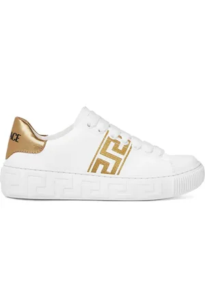 VERSACE Greca-embroidered leather sneakers