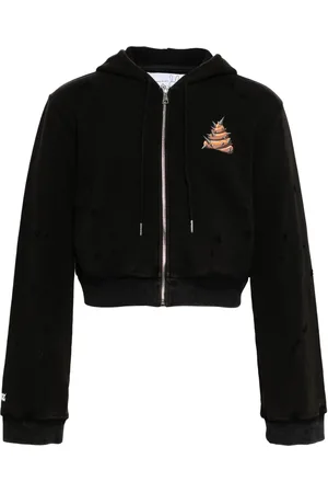 Natasha Zinko Slogan-print cropped zip-up hoodie