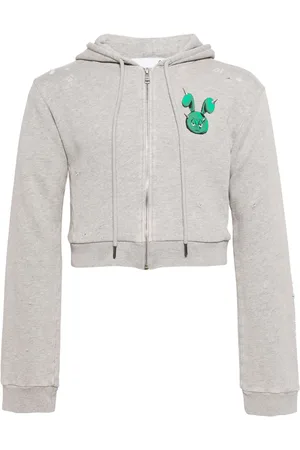Natasha Zinko Graphic-print cropped zip-up hoodie