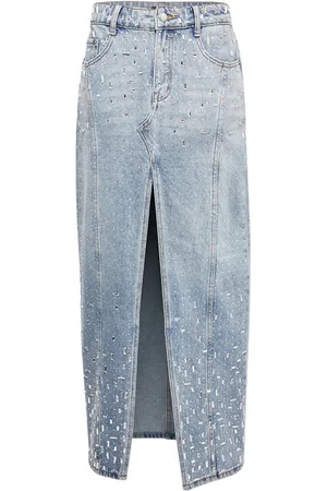 Retrofete Crystal-embellished denim skirt