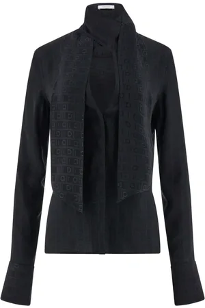 Salvatore Ferragamo Gancini-jacquard silk blouse