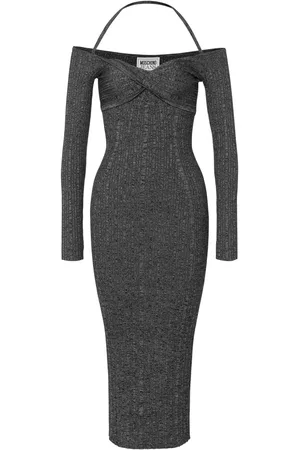 Moschino Off-shoulder ribbed midi dress