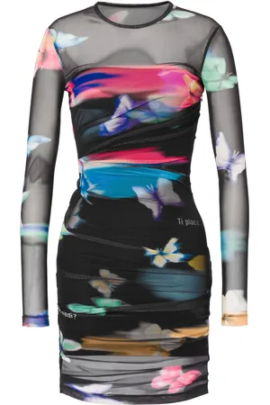 Moschino Ruched semi-sheer minidress