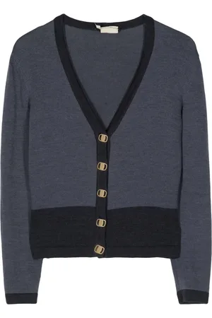 Salvatore Ferragamo Engraved-logo buttons V-neck wool cardigan