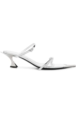 MUGLER 50mm metallic leather mules