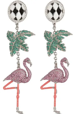 Balmain Flamingo crystal drop earrings