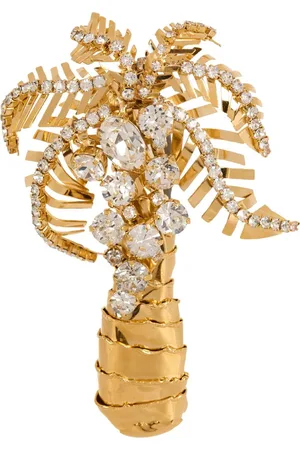 Balmain Palm Tree crystal-embellished brooch