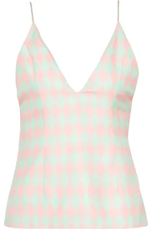 Balmain Diamond-print silk top