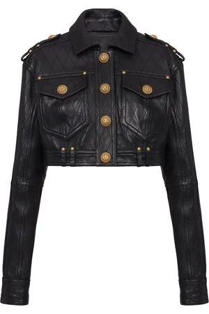 Balmain Quilted leather cropped jacket