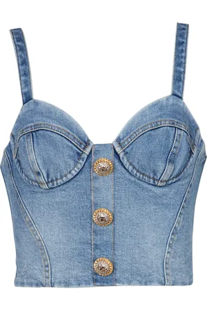 Balmain Buttonned denim crop top