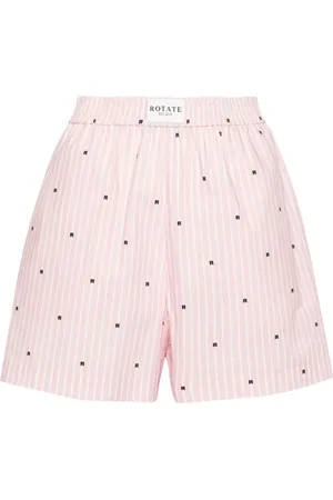 ROTATE Logo-print striped shorts