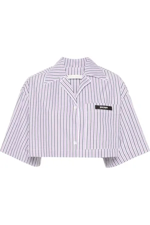 Palm Angels Logo-tag cropped striped shirt