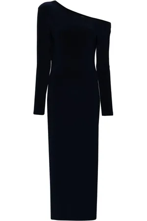 Norma Kamali One-shoulder side-slit maxi dress