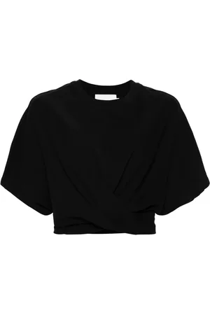 Closed Tie-fastening cropped T-shirt