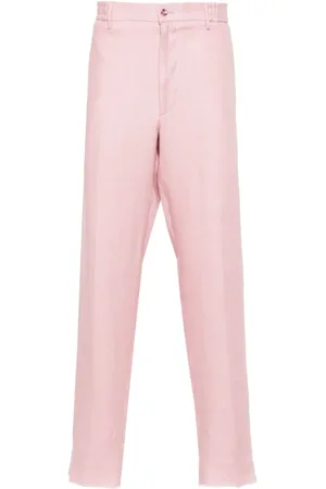 TAGLIATORE Pressed-crease linen tapered trousers