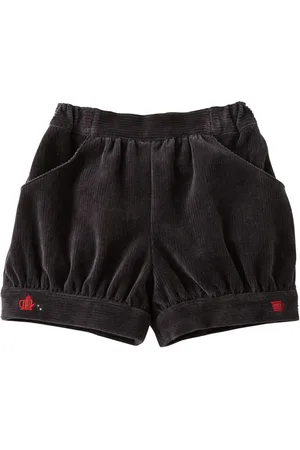 Familiar Logo-embroidered corduroy shorts