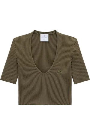 Courrèges Ribbed knit V-neck top