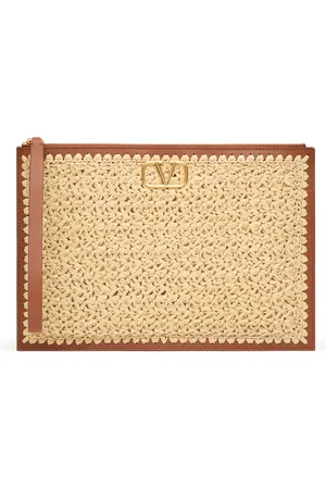 VALENTINO GARAVANI VLogo Signature raffia clutch bag