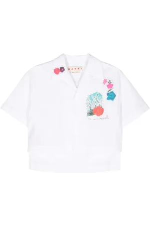 Marni Floral-patch cropped shirt