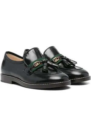 Gucci Web-stripe leather loafers