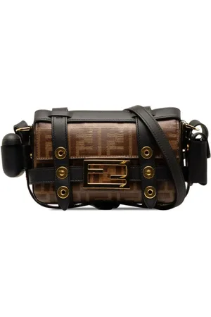 Fendi 2019-2023 Mini Zucca Glazed Fabric Cage Baguette satchel