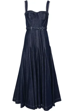 HUISHAN ZHANG Belted denim midi dress
