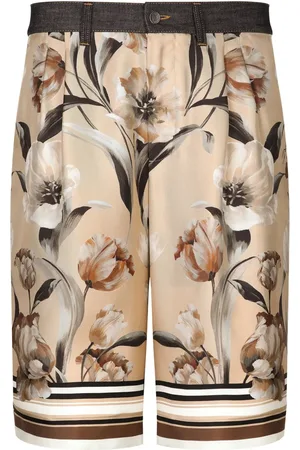 Dolce & Gabbana Floral-print panelled denim shorts