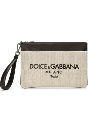 Dolce & Gabbana Logo-embroidered canvas clutch bag