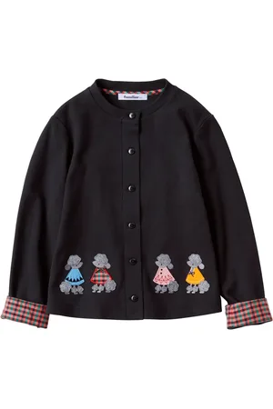 Familiar Embroidered motif cotton cardigan