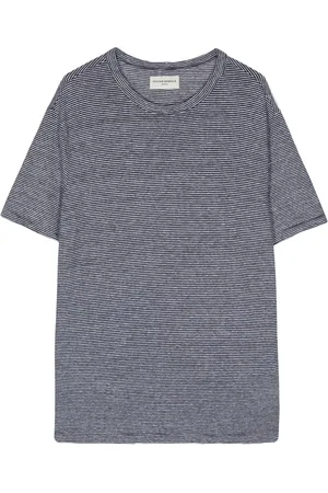 OFFICINE GENERALE Striped stretch-linen T-shirt