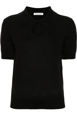 By Malene Birger Keyhole-neck ribbed polo top