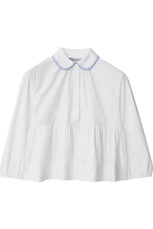 Burberry Contrast-stitched cotton peplum blouse