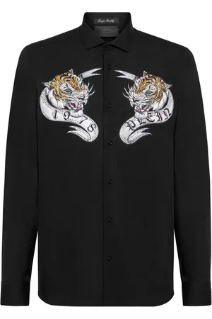 Philipp Plein Tiger-print crystal-embellished shirt
